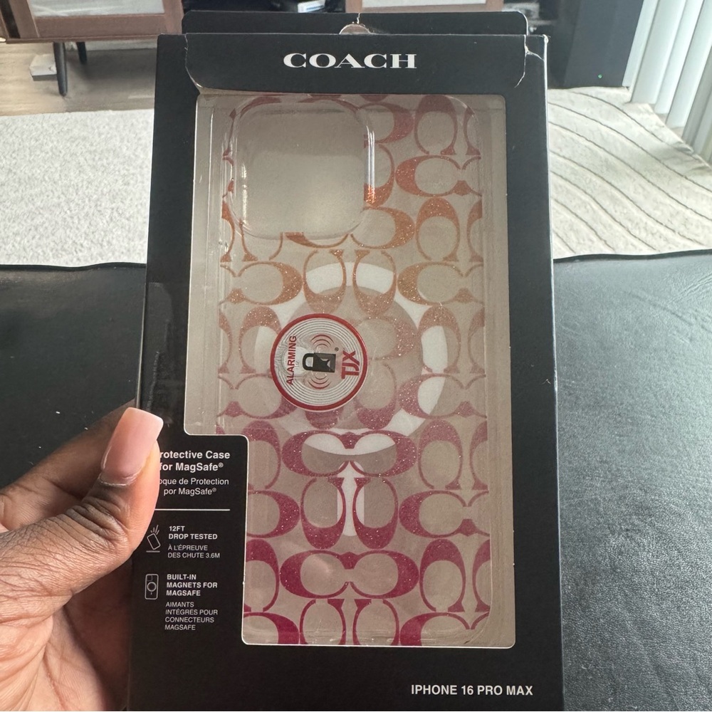 Coach iPhone 16 Pro Max Case - Pink and Gold Pattern
